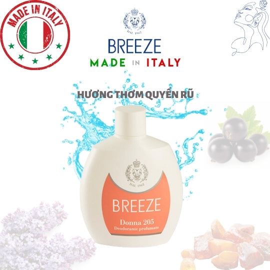 Dung dịch khử mùi cơ thể nữ hương nước hoa Breeze Squeeze Donna 205 100ml