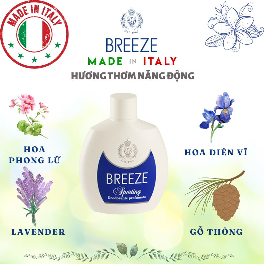 Dung dịch khử cơ thể nam nữ mùi hương nước hoa Breeze Squeeze Sporting 100ml