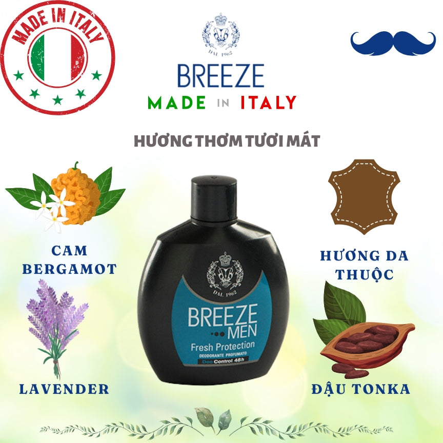 Dung dịch khử mùi cơ thể nam hương nước hoa Breeze Men Fresh Protection 100ml