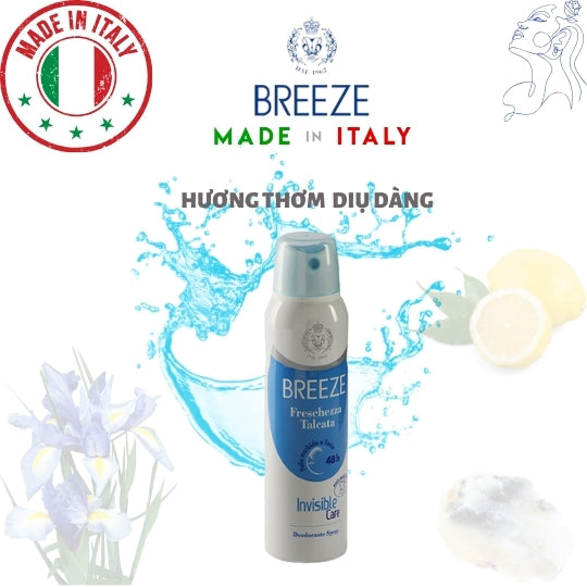 Xịt khử mùi nữ hương nước hoa Spray Deodorant Breeze Freschezza Talcata 150ml