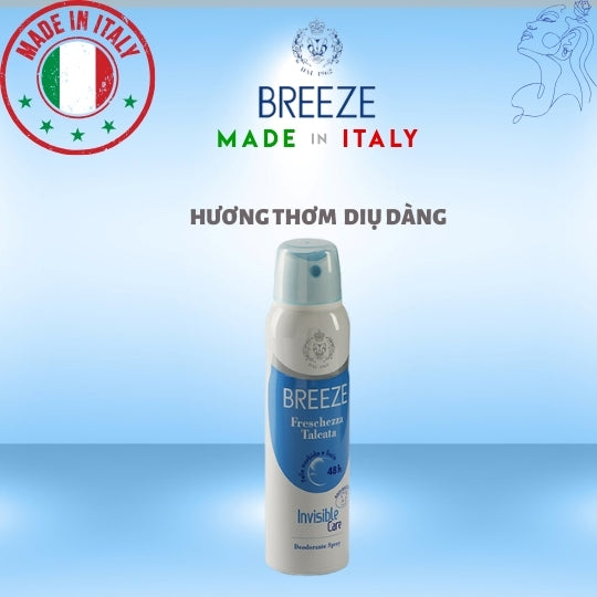 Xịt khử mùi nữ hương nước hoa Spray Deodorant Breeze Freschezza Talcata 150ml