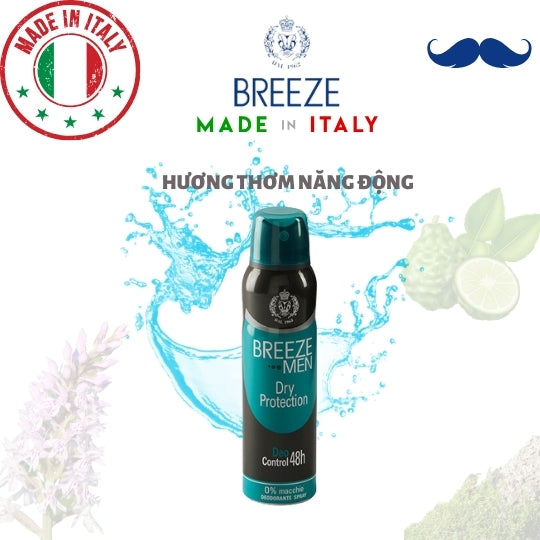 Xịt khử mùi nam hương nước hoa Spray Deodorant Breeze Men Dry Protection 150ml