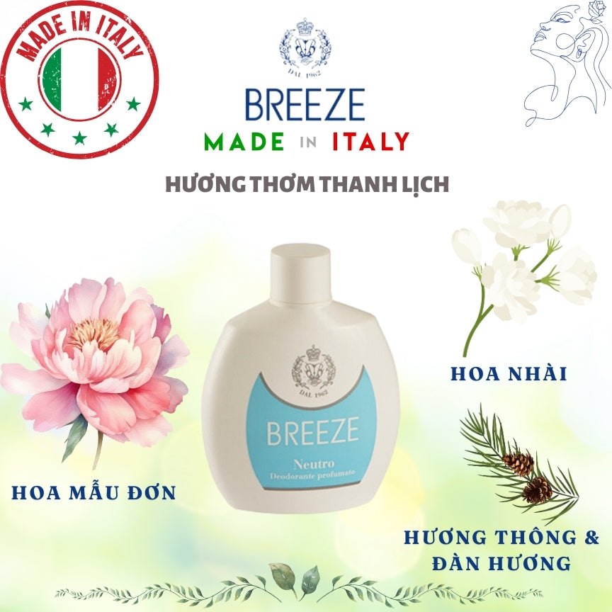 Dung dịch khử mùi cơ thể nữ hương nước hoa Breeze Squeeze Neutro 100ml