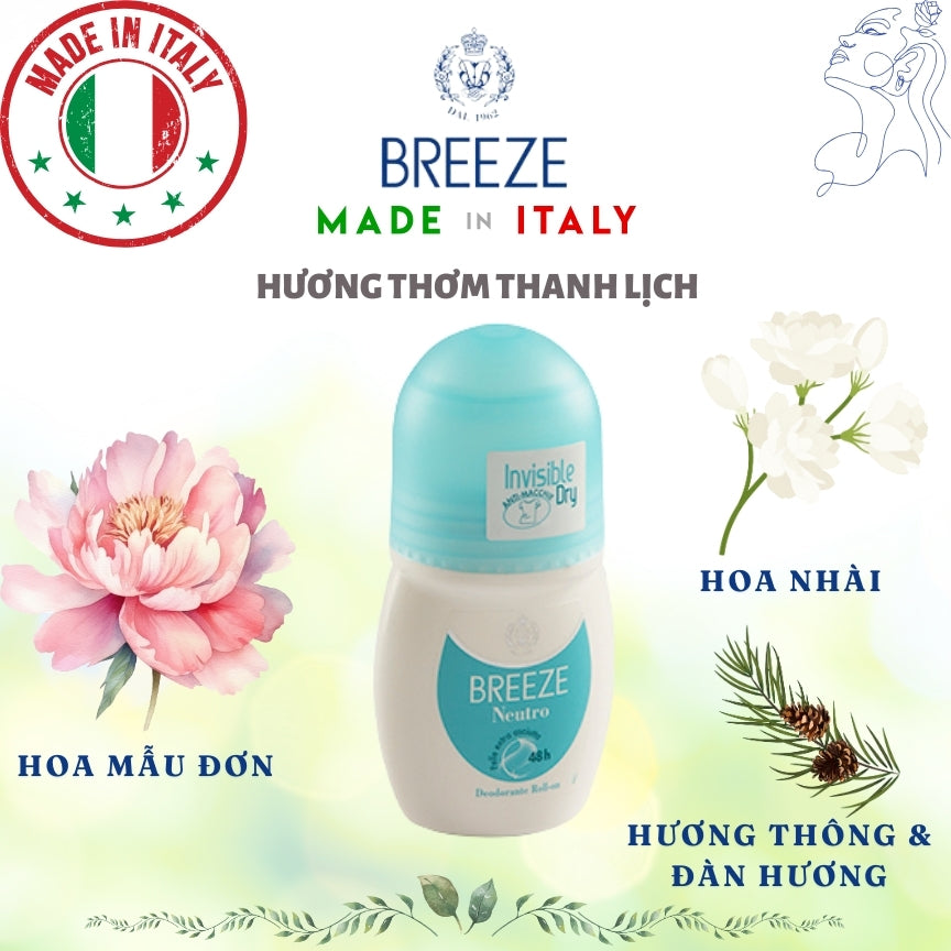 Lăn khử mùi nữ hương nước hoa Roll On Deodorant Breeze Neutro 50ml