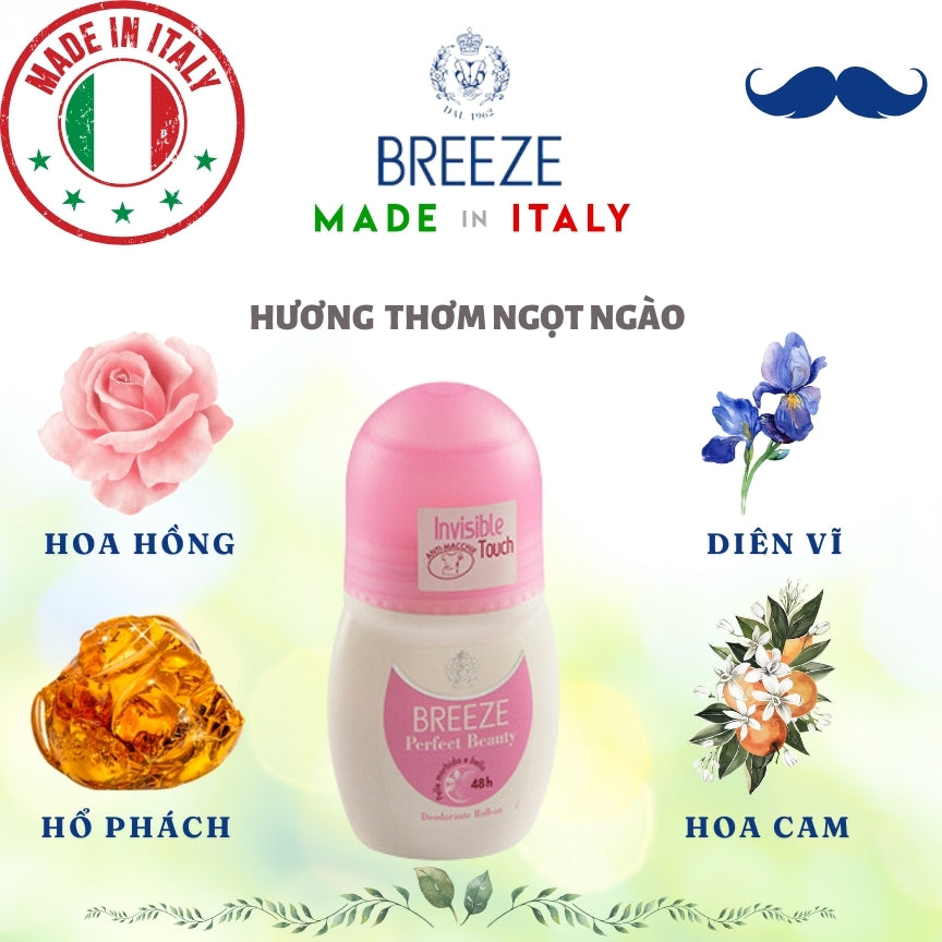 Lăn khử mùi nữ hương nước hoa Roll On Deodorant Breeze Perfect Beauty 50ml