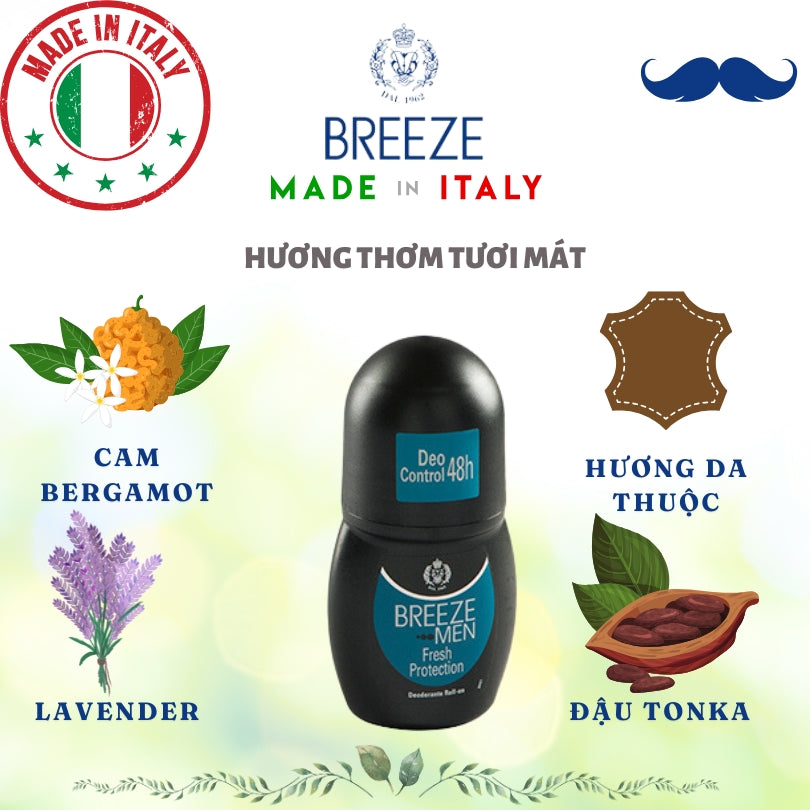 Lăn khử mùi nam hương nước hoa Roll On Deodorant Breeze Men Fresh Protection 50ml