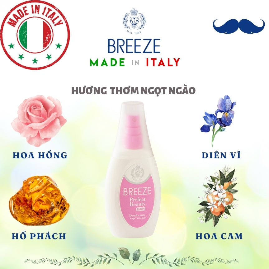 Xịt khử mùi nữ hương nước hoa Vapo Deodorant Breeze Perfect Beauty 75ml