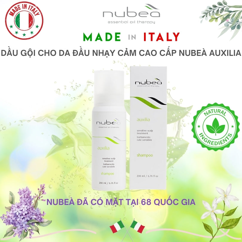 Dầu gội cho da đầu nhạy cảm cao cấp Nubeà Auxilia chiết xuất thiên nhiên chai 200ml/1000ml - Made in Italy