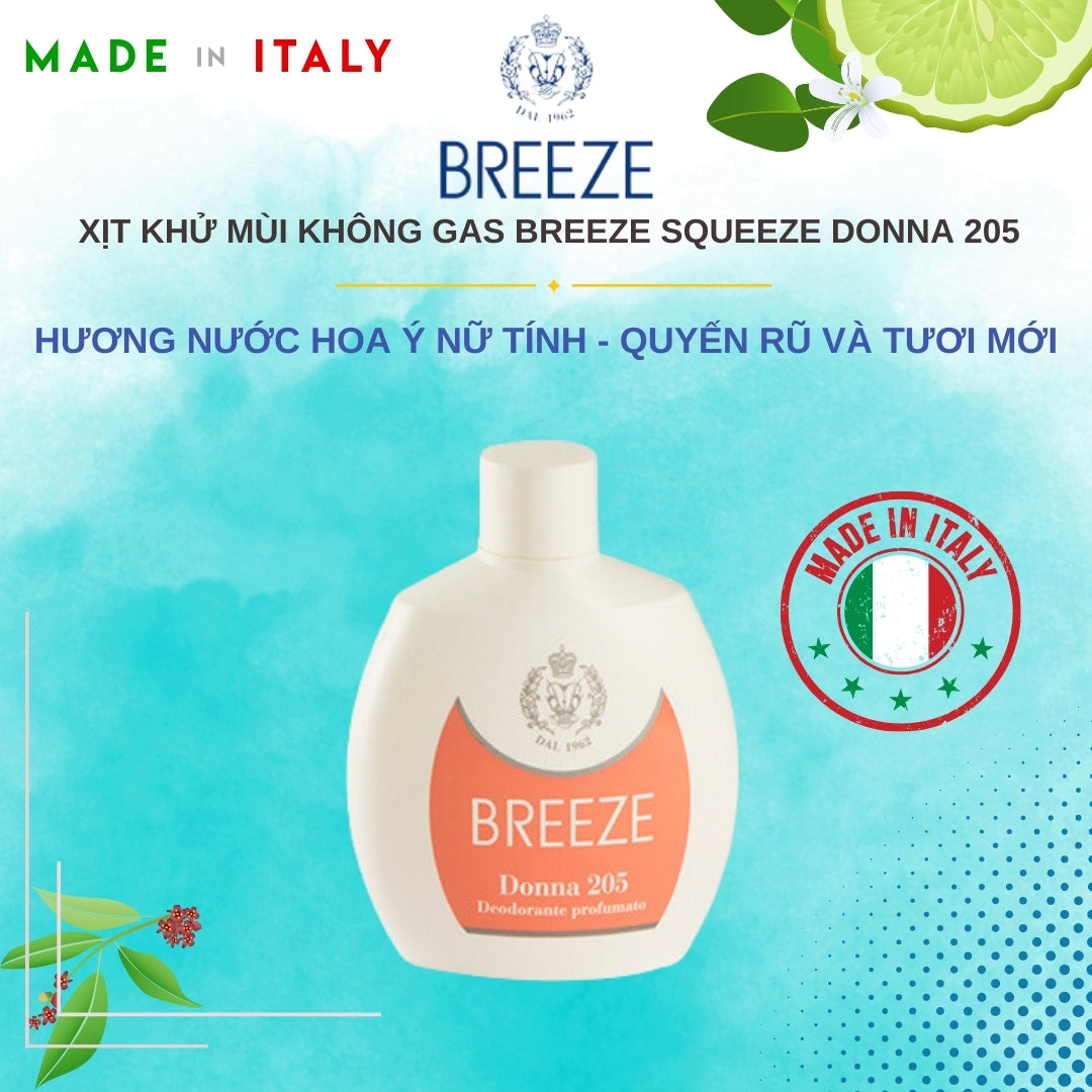 Breeze Squeeze Donna Fragrance Deodorant for Women 205 100ml