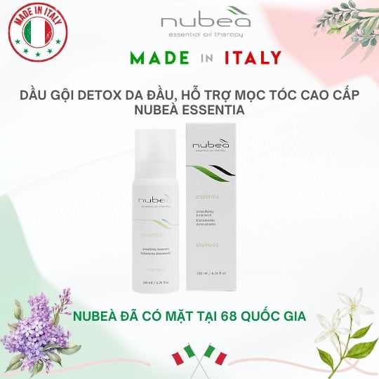 Dầu gội detox da đầu, hỗ trợ mọc tóc cao cấp Nubeà Essentia chiết xuất thiên nhiên chai 200m - Made in Italy