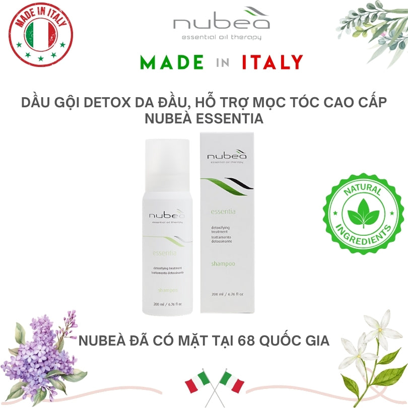 Dầu gội detox da đầu, hỗ trợ mọc tóc cao cấp Nubeà Essentia chiết xuất thiên nhiên chai 1000ml - Made in Italy