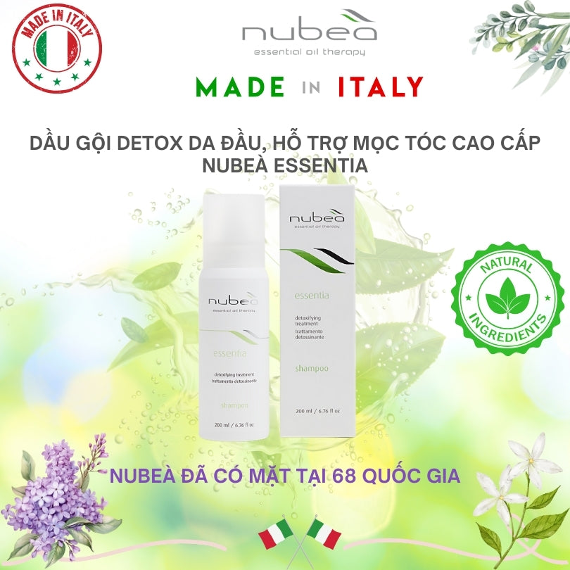 Dầu gội detox da đầu, hỗ trợ mọc tóc cao cấp Nubeà Essentia chiết xuất thiên nhiên chai 1000ml - Made in Italy