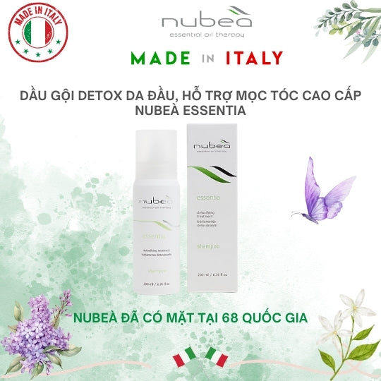 Dầu gội detox da đầu, hỗ trợ mọc tóc cao cấp Nubeà Essentia chiết xuất thiên nhiên chai 200m - Made in Italy