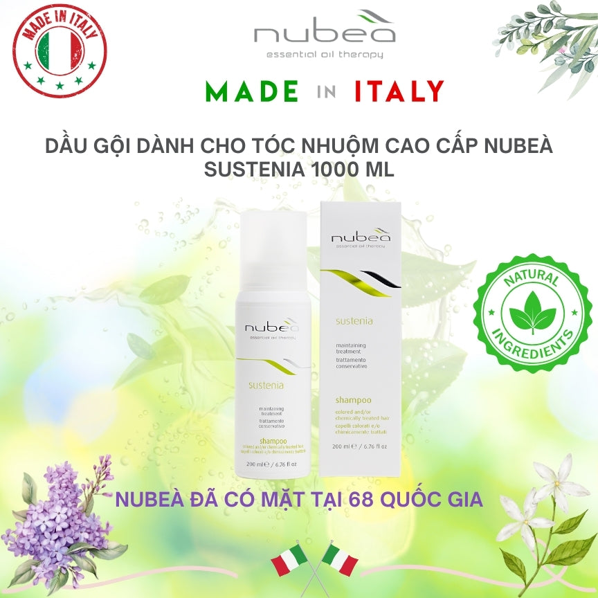 Dầu gội dành cho tóc nhuộm cao cấp Nubeà Sustenia chiết xuất thiên nhiên chai 1000ml - Made in Italy