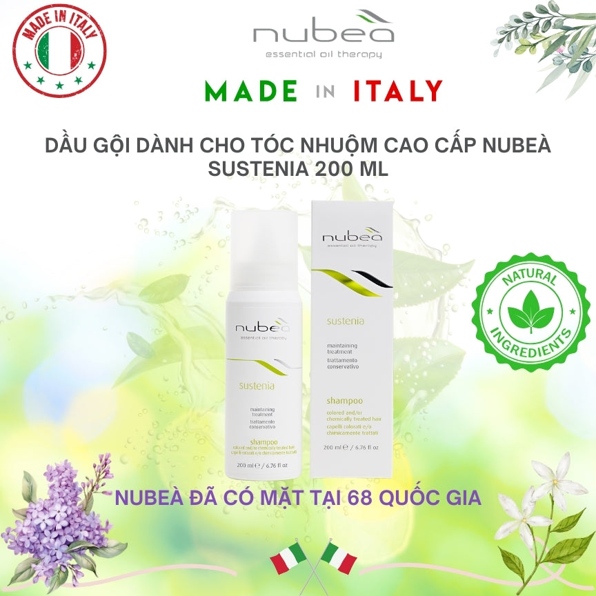 Dầu gội dành cho tóc nhuộm cao cấp Nubeà Sustenia chiết xuất thiên nhiên chai 200ml - Made in Italy