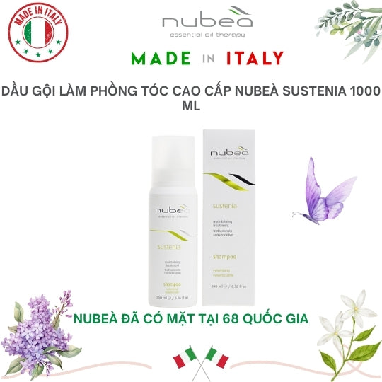 Dầu gội làm phồng tóc cao cấp Nubeà Sustenia chiết xuất thiên nhiên nhập khẩu Ý chai 1000ml - Made in Italy