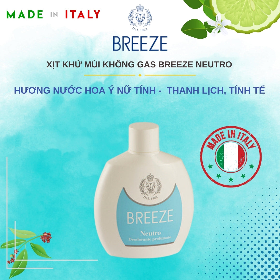 Xịt Khử Mùi Cơ thể Nữ Không Gas Breeze Squeeze Neutro 100ml