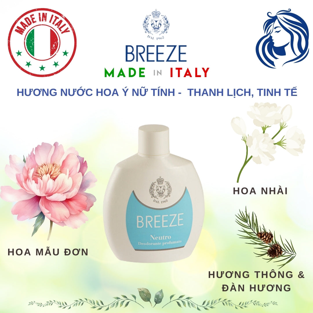 Xịt Khử Mùi Cơ thể Nữ Không Gas Breeze Squeeze Neutro 100ml