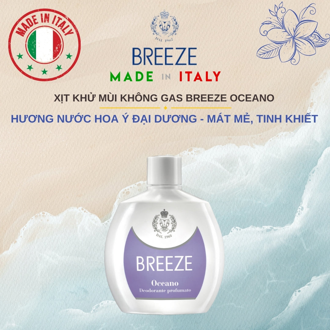 Xịt Khử Mùi Cơ thể Nam Nữ Không Gas Breeze Squeeze Oceano 100ml