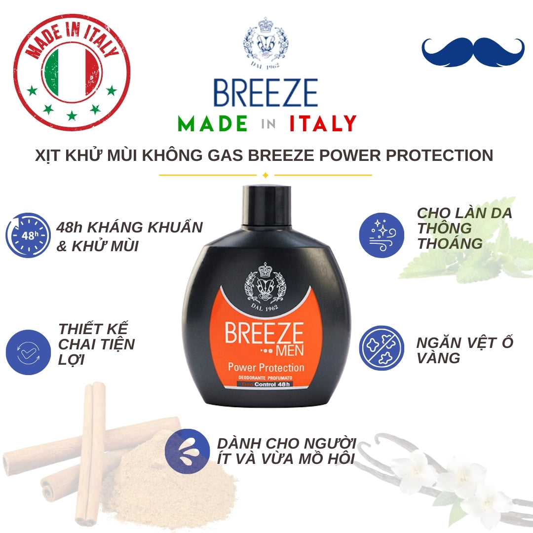 Xịt Khử Mùi Cơ thể Nam Không Gas Breeze Men Squeeze Power Protection 100ml