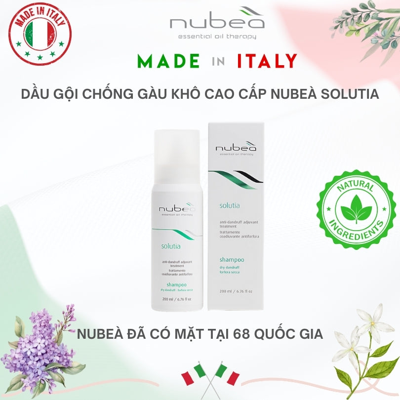 Dầu gội chống gàu khô cao cấp Nubeà Solutia chiết xuất thiên nhiên chai 1000ml - Made in Italy