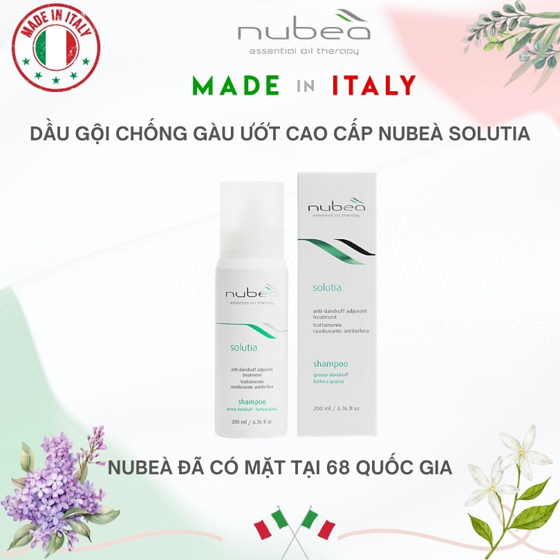 Dầu gội chống gàu ướt cao cấp Nubeà Solutia chiết xuất thiên nhiên chai 1000ml - Made in Italy