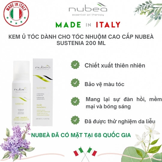 Kem ủ tóc dành cho tóc nhuộm cao cấp Nubeà Sustenia chiết xuất thiên nhiên chai 200ml - Made in Italy