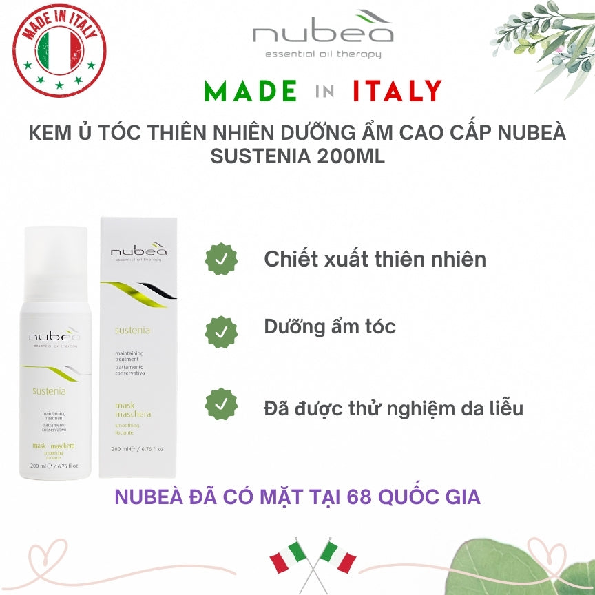 Kem ủ tóc thiên nhiên dưỡng ẩm cao cấp Nubeà Sustenia chai 200ml - Made in Italy