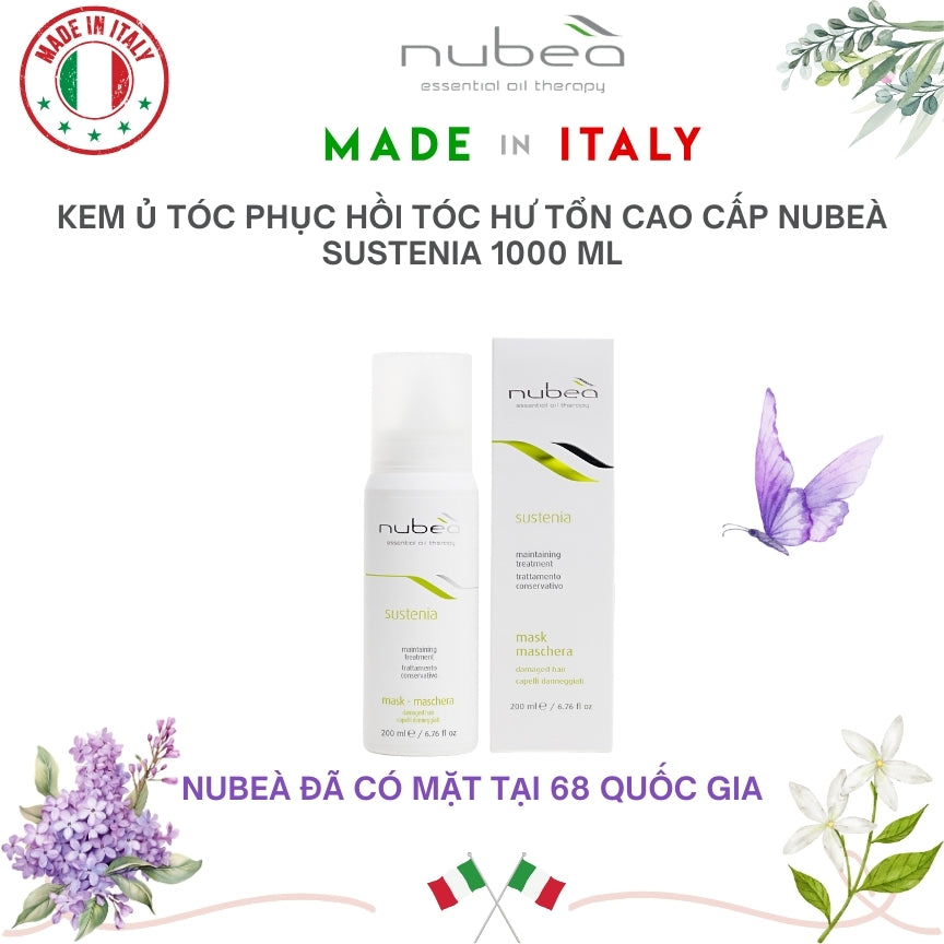 Kem ủ tóc phục hồi tóc hư tổn cao cấp Nubeà Sustenia chiết xuất thiên nhiên chai 1000ml - Made in Italy