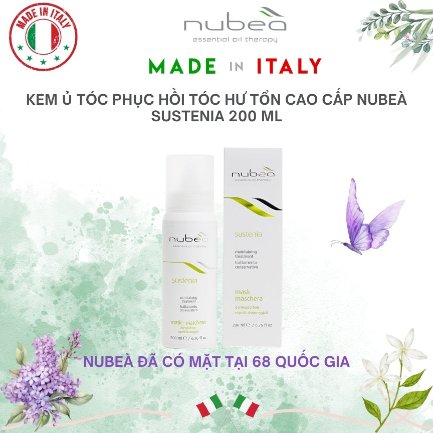 Kem ủ tóc phục hồi tóc hư tổn cao cấp Nubeà Sustenia chiết xuất thiên nhiên chai 200ml - Made in Italy