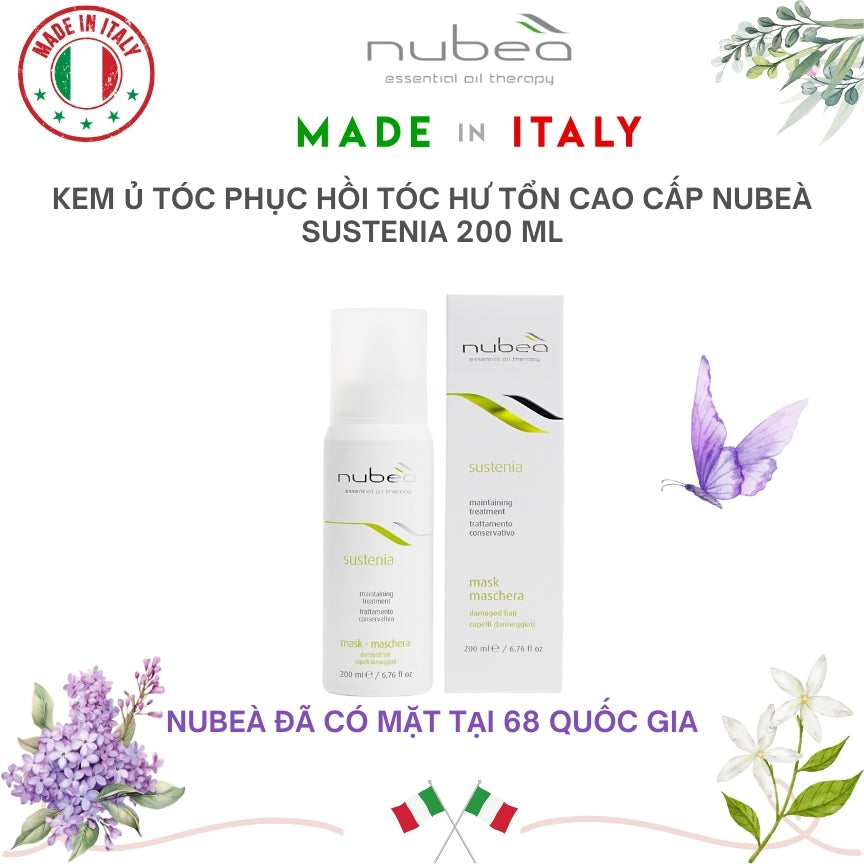 Kem ủ tóc phục hồi tóc hư tổn cao cấp Nubeà Sustenia chiết xuất thiên nhiên chai 200ml - Made in Italy