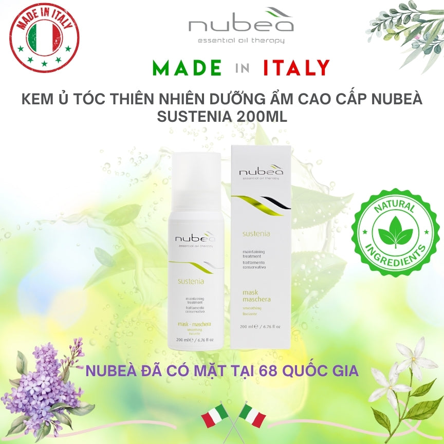 Kem ủ tóc thiên nhiên dưỡng ẩm cao cấp Nubeà Sustenia chai 200ml - Made in Italy