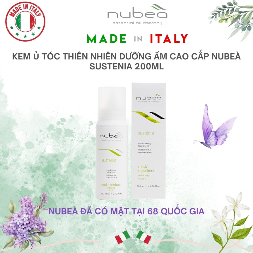 Kem ủ tóc thiên nhiên dưỡng ẩm cao cấp Nubeà Sustenia chai 200ml - Made in Italy