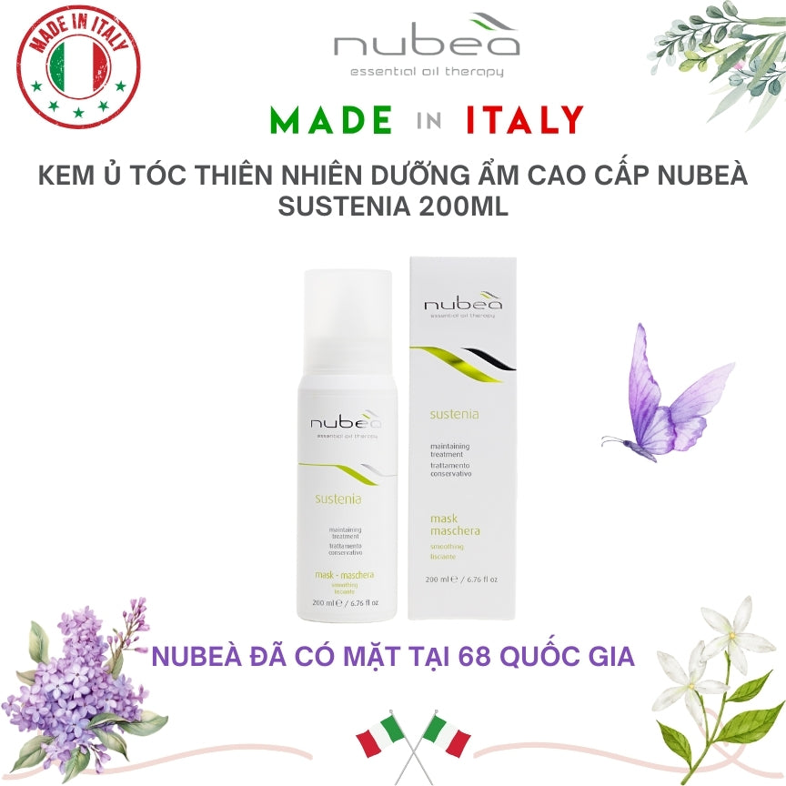 Kem ủ tóc thiên nhiên dưỡng ẩm cao cấp Nubeà Sustenia chai 200ml - Made in Italy